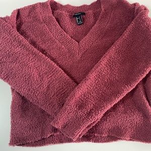 Faux Fur V-Neck Sweater